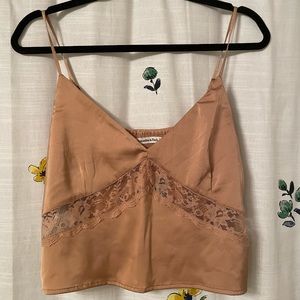Abercrombie Gold Lace Detail Cropped Tank Top